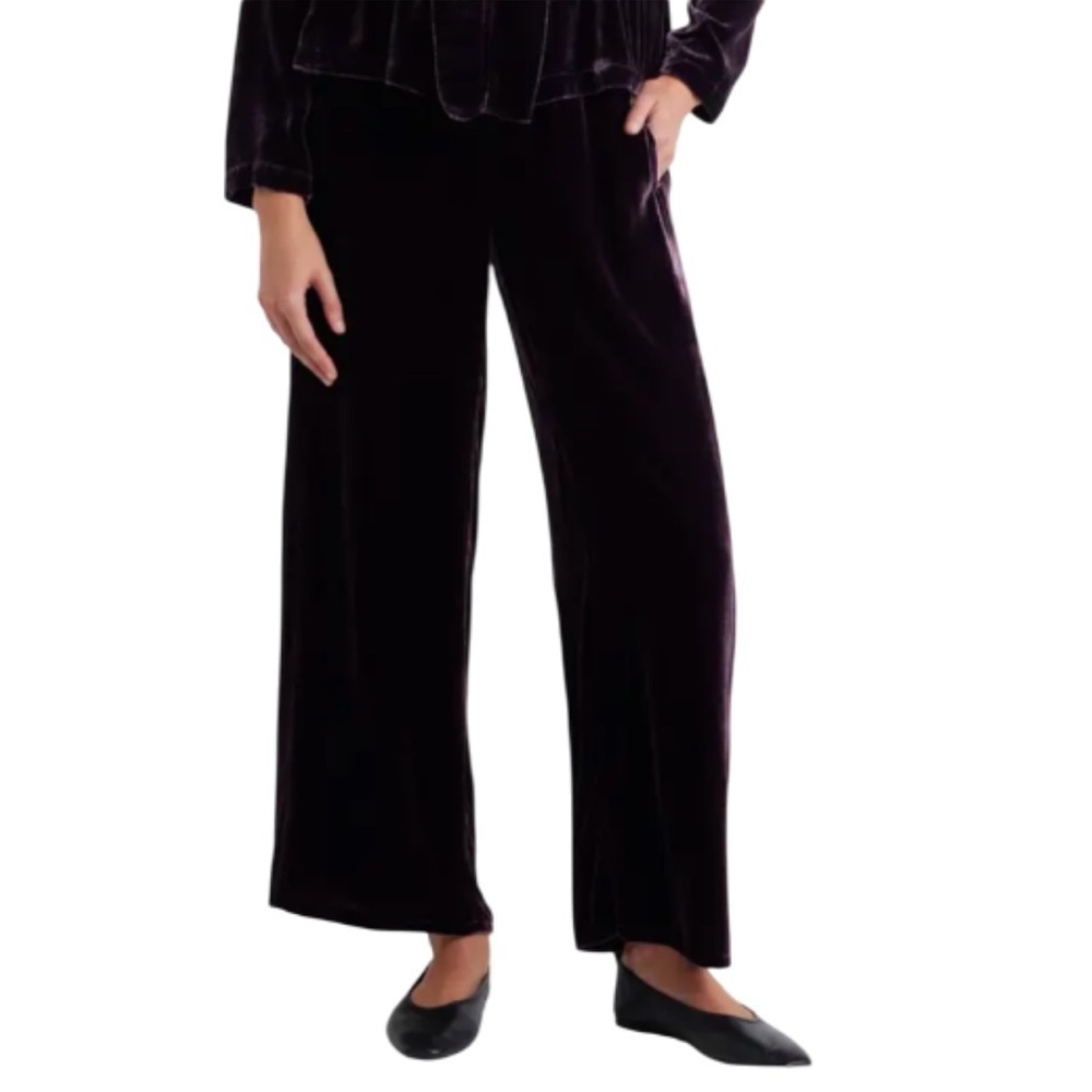 EILEEN FISHER Velvet Ankle Wide Leg Pants -Violet - Size Medium NWOT